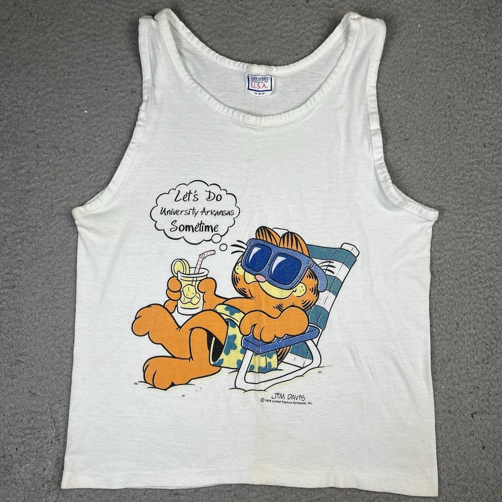VTG 1978‎ Garfield Lets Do University Arkansas Sometime Tank Top Shirt Jim Davis